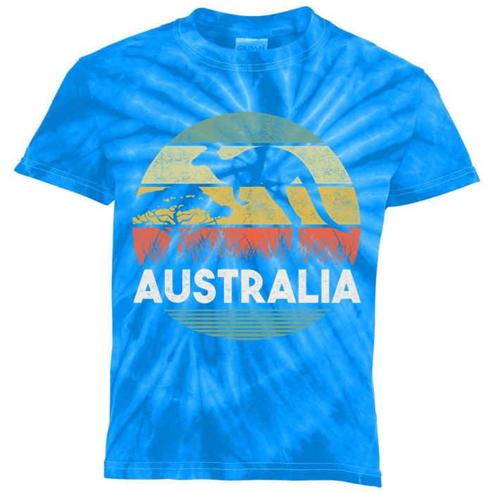 Australia Day Cool Gift Funny Australian Kangaroo Vintage Gift Kids Tie-Dye T-Shirt