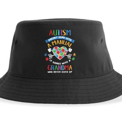 Autism Doesnt Come With A Manual Autism Grandma Vintage Sustainable Bucket Hat