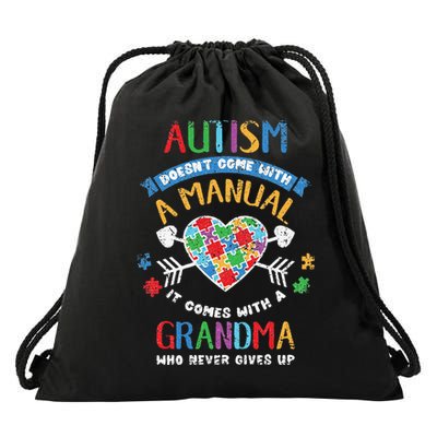 Autism Doesnt Come With A Manual Autism Grandma Vintage Drawstring Bag