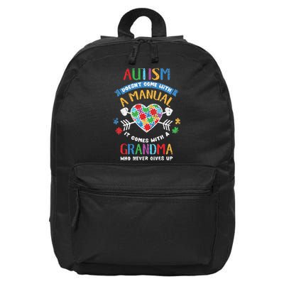 Autism Doesnt Come With A Manual Autism Grandma Vintage 16 in Basic Backpack