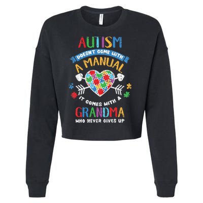 Autism Doesnt Come With A Manual Autism Grandma Vintage Cropped Pullover Crew