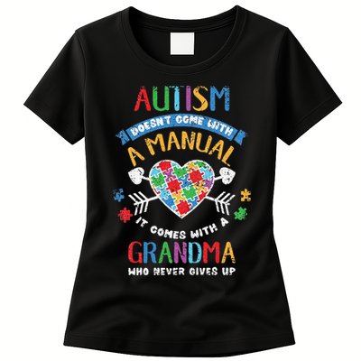 Autism Doesnt Come With A Manual Autism Grandma Vintage Womens T-Shirt