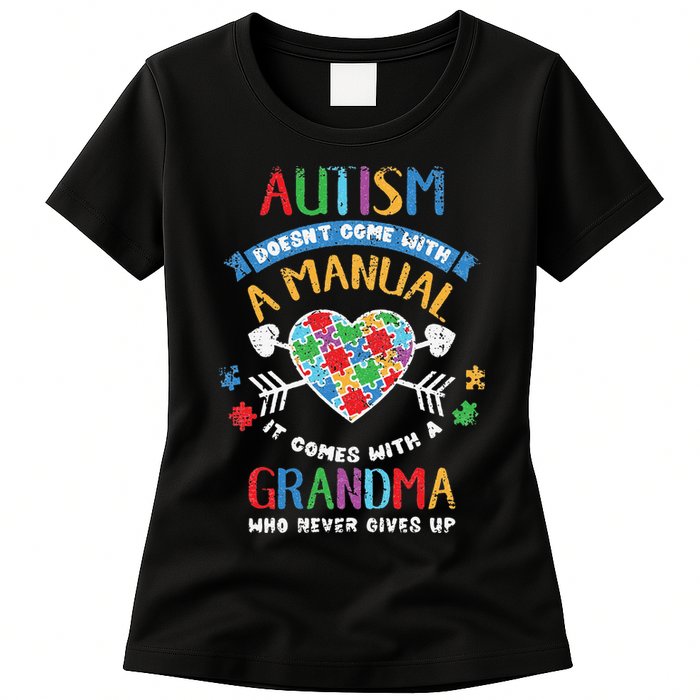 Autism Doesnt Come With A Manual Autism Grandma Vintage Womens T-Shirt