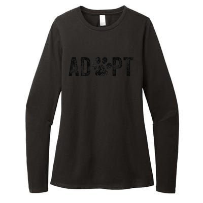 Adopt Dog Cat Pet Rescue Animal Adoption Funny Vintage Retro Womens CVC Long Sleeve Shirt