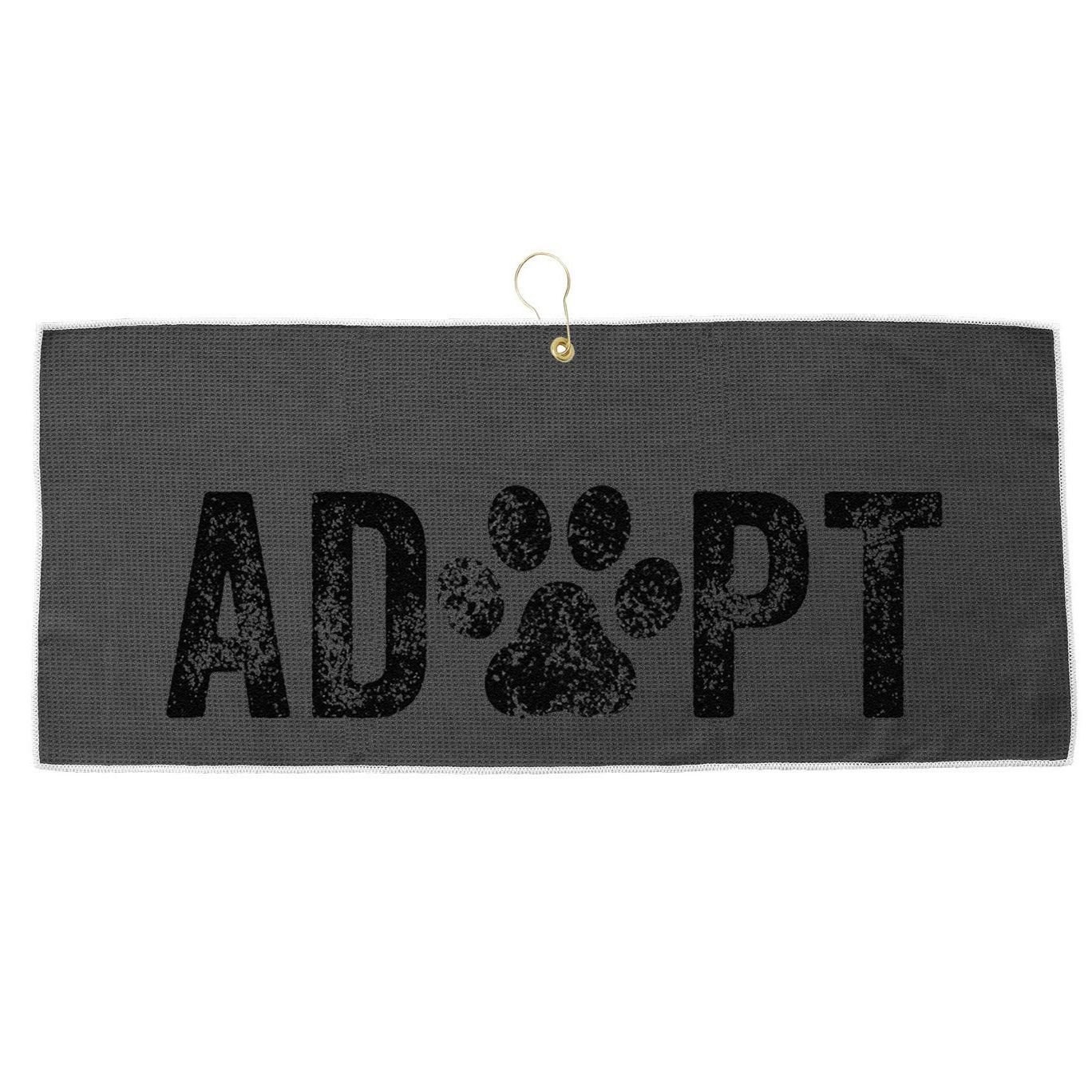 Adopt Dog Cat Pet Rescue Animal Adoption Funny Vintage Retro Large Microfiber Waffle Golf Towel