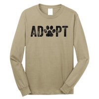 Adopt Dog Cat Pet Rescue Animal Adoption Funny Vintage Retro Long Sleeve Shirt