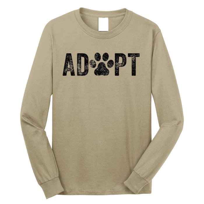 Adopt Dog Cat Pet Rescue Animal Adoption Funny Vintage Retro Long Sleeve Shirt