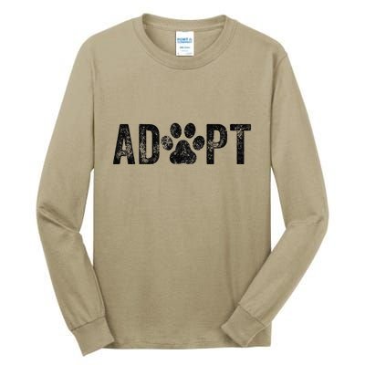 Adopt Dog Cat Pet Rescue Animal Adoption Funny Vintage Retro Tall Long Sleeve T-Shirt