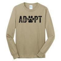 Adopt Dog Cat Pet Rescue Animal Adoption Funny Vintage Retro Tall Long Sleeve T-Shirt