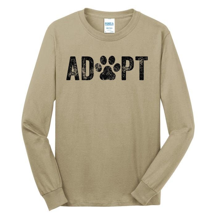 Adopt Dog Cat Pet Rescue Animal Adoption Funny Vintage Retro Tall Long Sleeve T-Shirt