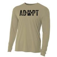 Adopt Dog Cat Pet Rescue Animal Adoption Funny Vintage Retro Cooling Performance Long Sleeve Crew