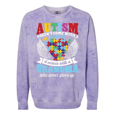 Autism Doesn’T Come With A Manual It Comes With A Grandma Colorblast Crewneck Sweatshirt