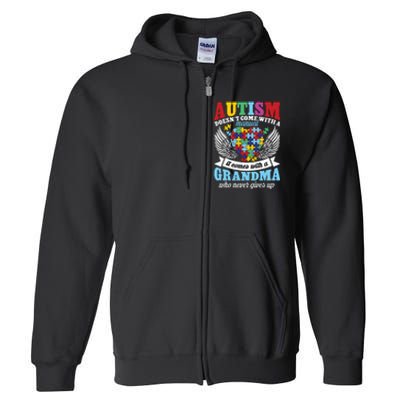 Autism Doesn’T Come With A Manual It Comes With A Grandma Full Zip Hoodie