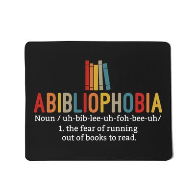 Abibliophobia Definition Cute Gift Funny Reading Bookworm Reader Cute Gift Mousepad