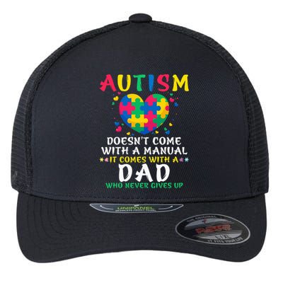  Autism Doesn’t Come With Manual Dad Autism Awareness Puzzle Flexfit Unipanel Trucker Cap