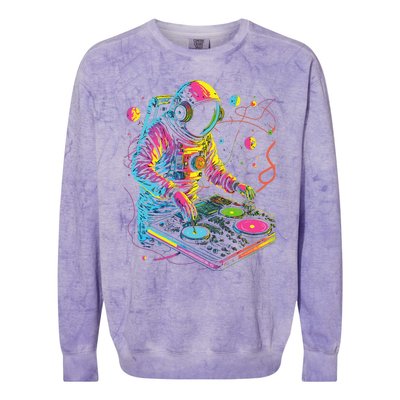 Astronaut Dj Djing In Space Edm Cool Graphic Colorblast Crewneck Sweatshirt