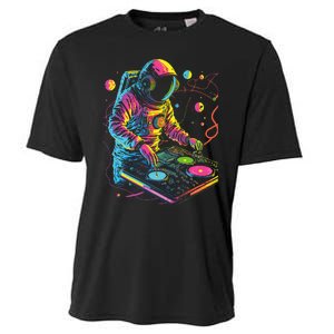 Astronaut Dj Djing In Space Edm Cool Graphic Cooling Performance Crew T-Shirt