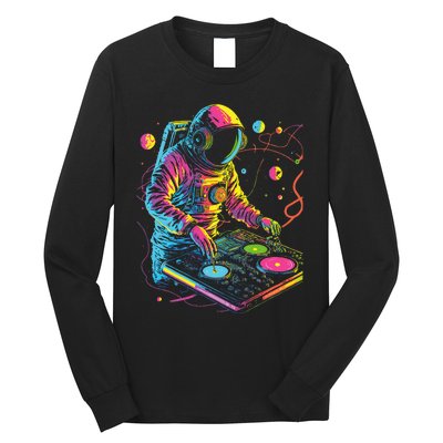 Astronaut Dj Djing In Space Edm Cool Graphic Long Sleeve Shirt