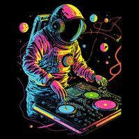 Astronaut Dj Djing In Space Edm Cool Graphic Flat Bill Trucker Hat