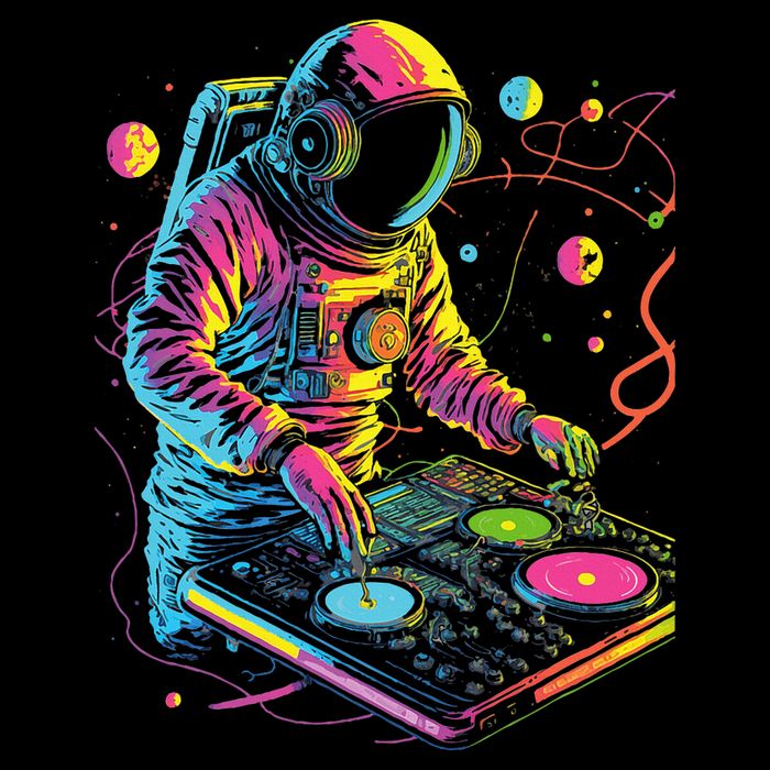 Astronaut Dj Djing In Space Edm Cool Graphic Flat Bill Trucker Hat