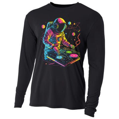 Astronaut Dj Djing In Space Edm Cool Graphic Cooling Performance Long Sleeve Crew