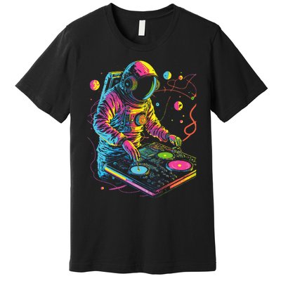 Astronaut Dj Djing In Space Edm Cool Graphic Premium T-Shirt