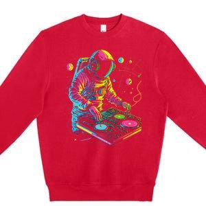 Astronaut Dj Djing In Space Edm Cool Graphic Premium Crewneck Sweatshirt