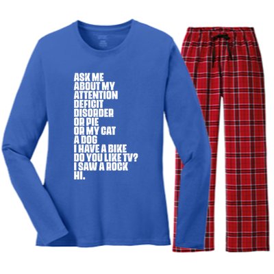 Attention Deficit Disorder Dyslexia Aspergers Spectrum Gift Women's Long Sleeve Flannel Pajama Set 