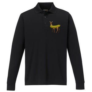 A Dill Doe Funny Women Pickle Deer Love Foodie Performance Long Sleeve Polo