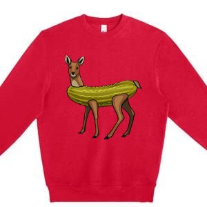 A Dill Doe Funny Women Pickle Deer Love Foodie Premium Crewneck Sweatshirt