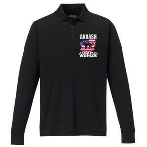 Akbash Dad Dog Lover American Us Flag Performance Long Sleeve Polo