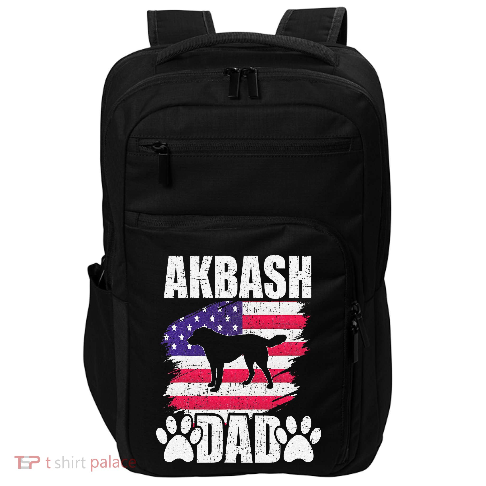Akbash Dad Dog Lover American Us Flag Impact Tech Backpack