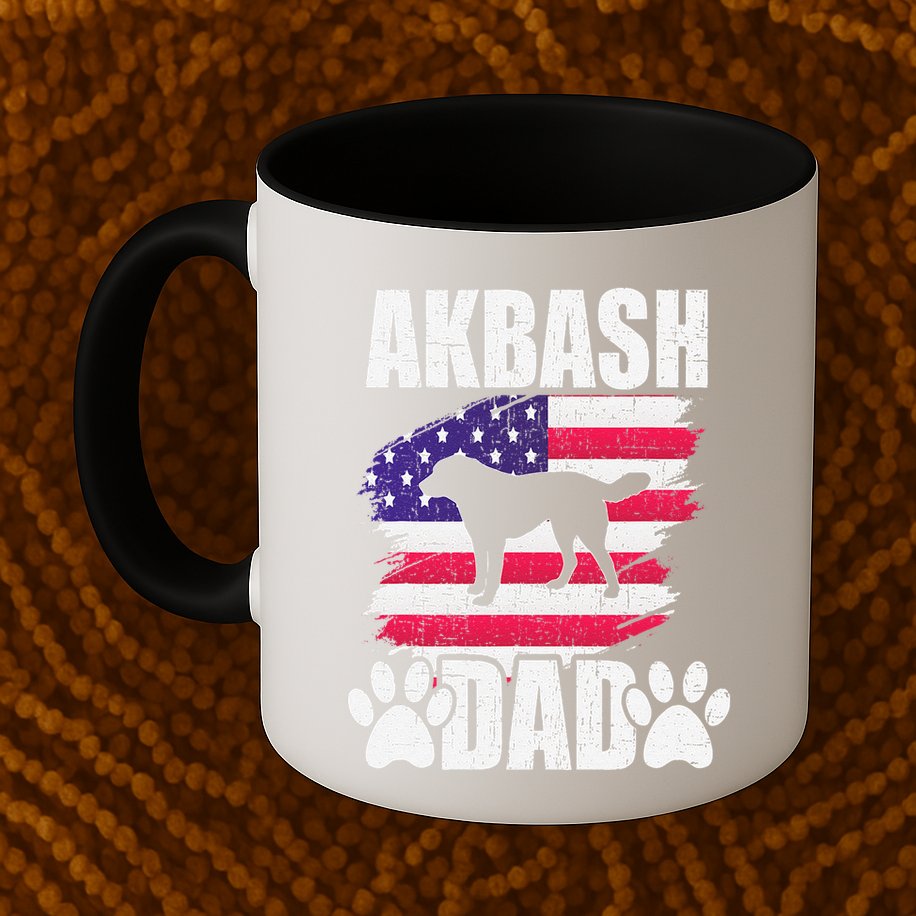 Akbash Dad Dog Lover American Us Flag Mug
