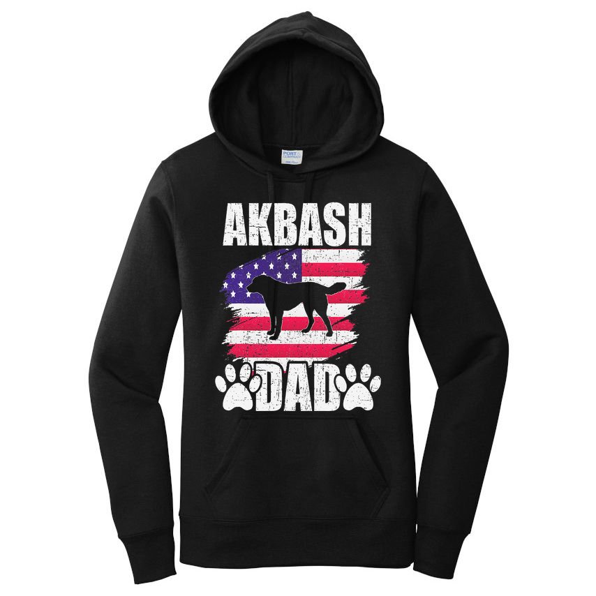 Akbash Dad Dog Lover American Us Flag Women's Pullover Hoodie