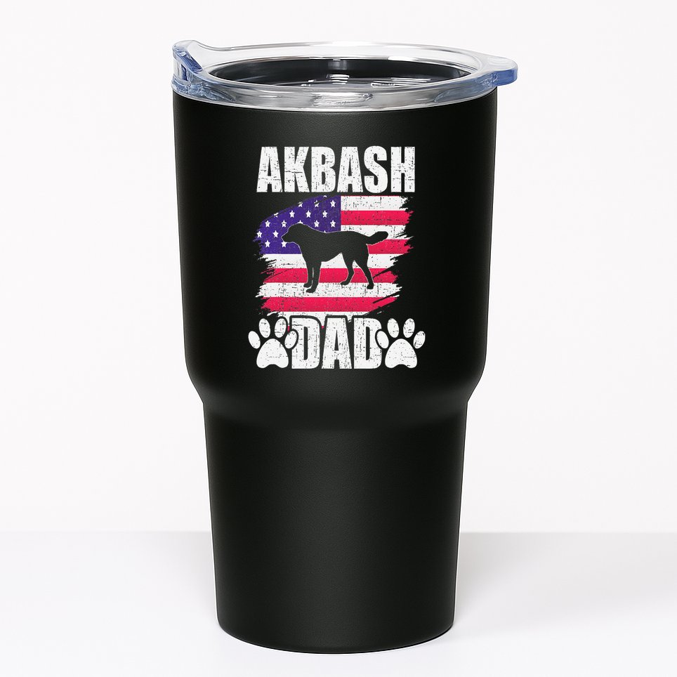 Akbash Dad Dog Lover American Us Flag Tumbler
