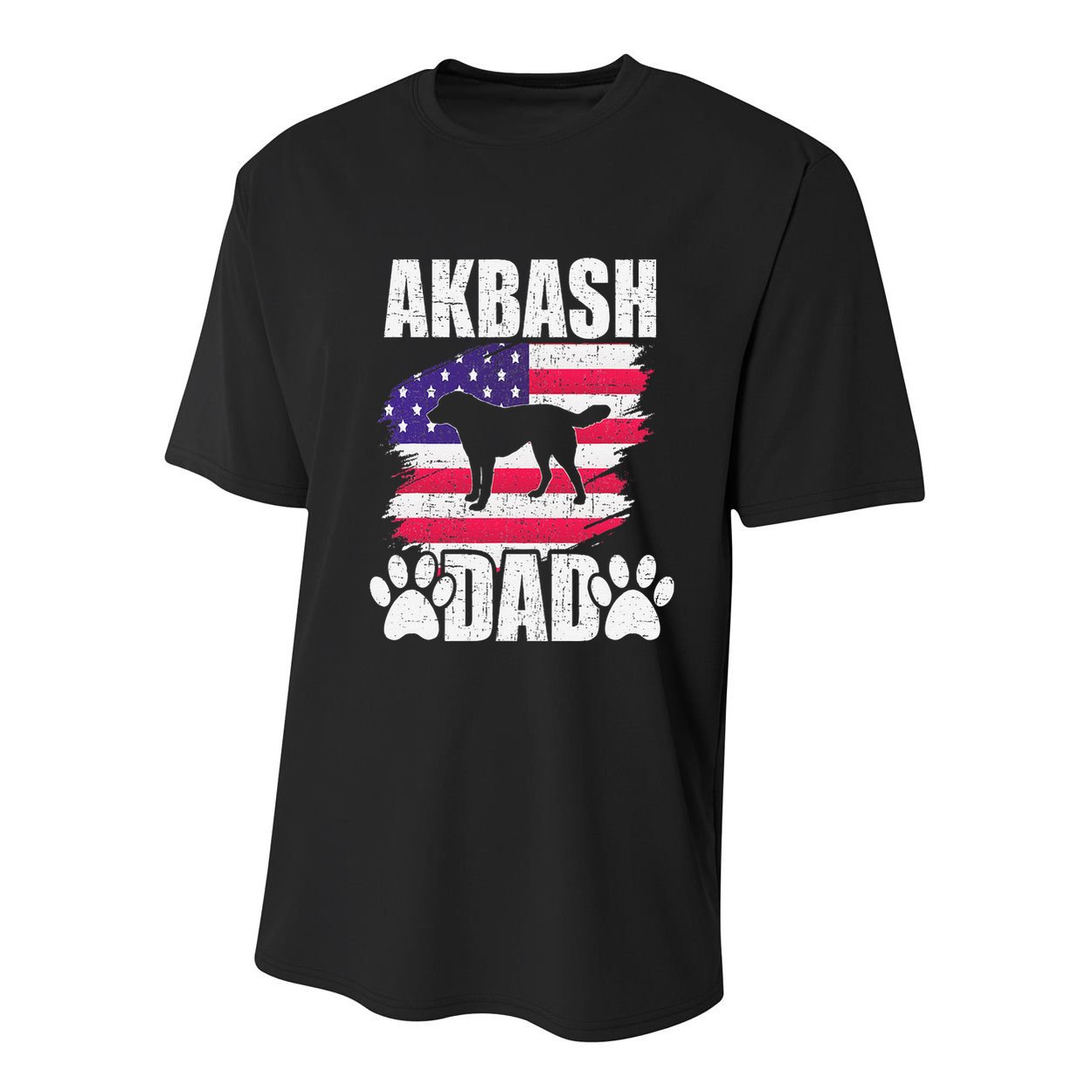 Akbash Dad Dog Lover American Us Flag Youth Performance Sprint T-Shirt