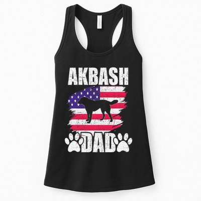 Akbash Dad Dog Lover American Us Flag Womens Tank Top