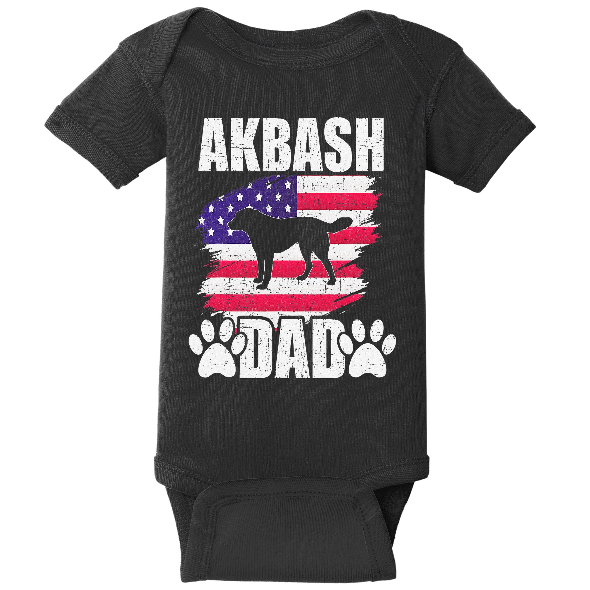 Akbash Dad Dog Lover American Us Flag Baby Bodysuit
