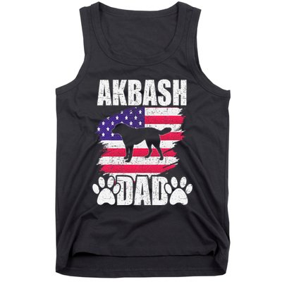 Akbash Dad Dog Lover American Us Flag Tank Top