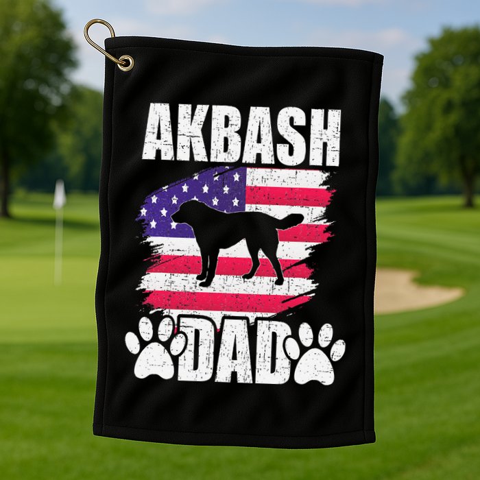 Akbash Dad Dog Lover American Us Flag Golf Towel