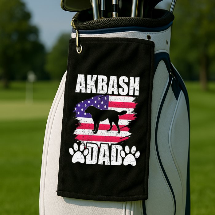 Akbash Dad Dog Lover American Us Flag Golf Towel