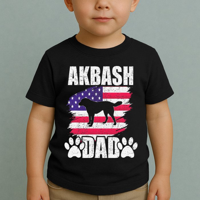Akbash Dad Dog Lover American Us Flag Toddler T-Shirt