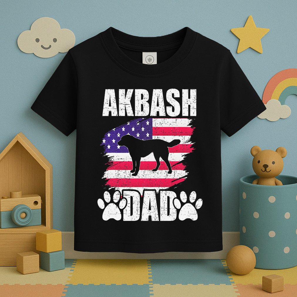 Akbash Dad Dog Lover American Us Flag Toddler T-Shirt