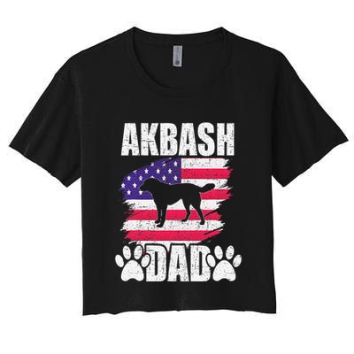 Akbash Dad Dog Lover American Us Flag Crop Top