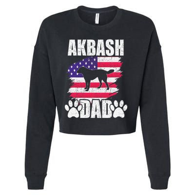 Akbash Dad Dog Lover American Us Flag Cropped Pullover Crew