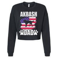 Akbash Dad Dog Lover American Us Flag Cropped Pullover Crew