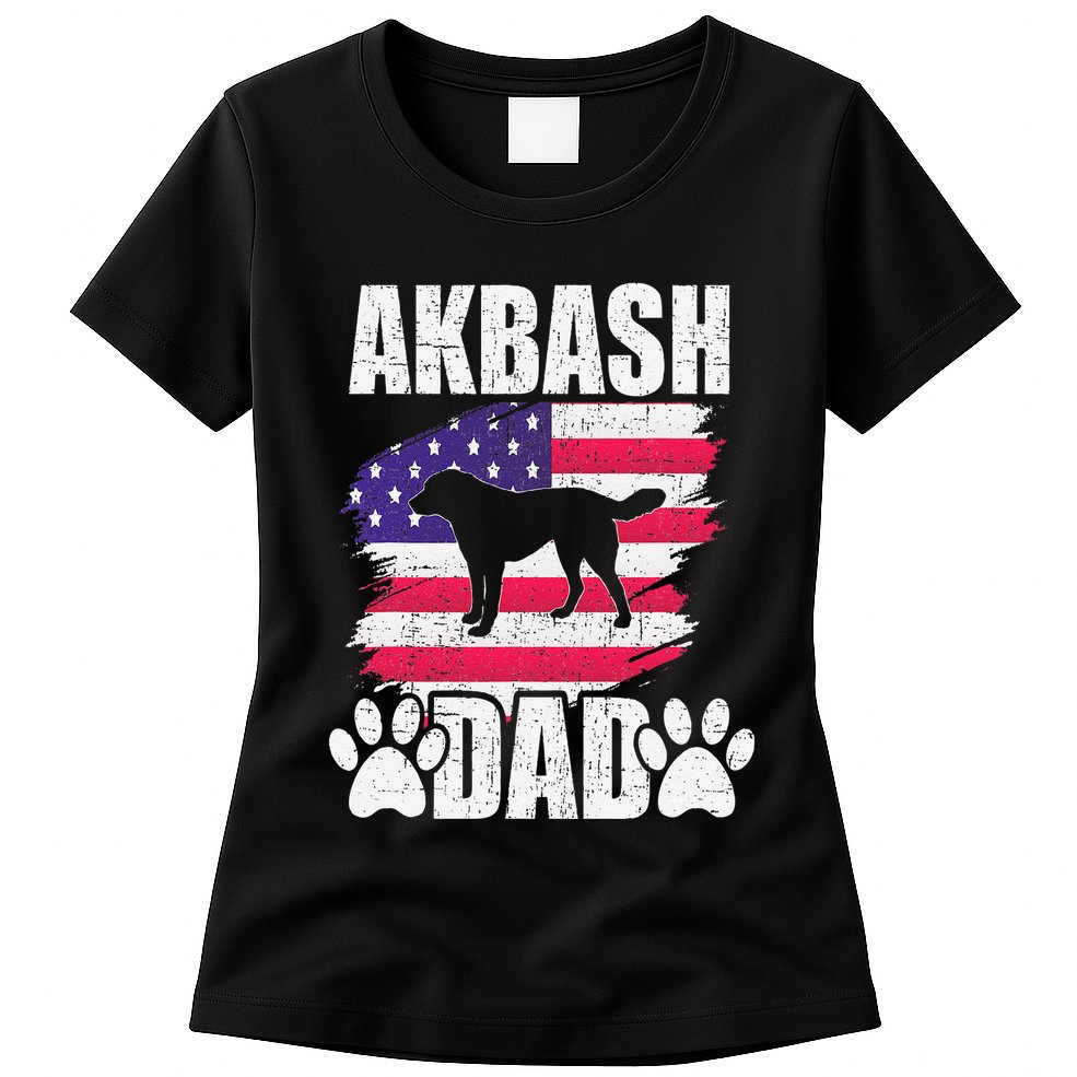 Akbash Dad Dog Lover American Us Flag Womens T-Shirt