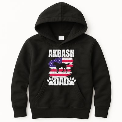 Akbash Dad Dog Lover American Us Flag Kids Hoodie