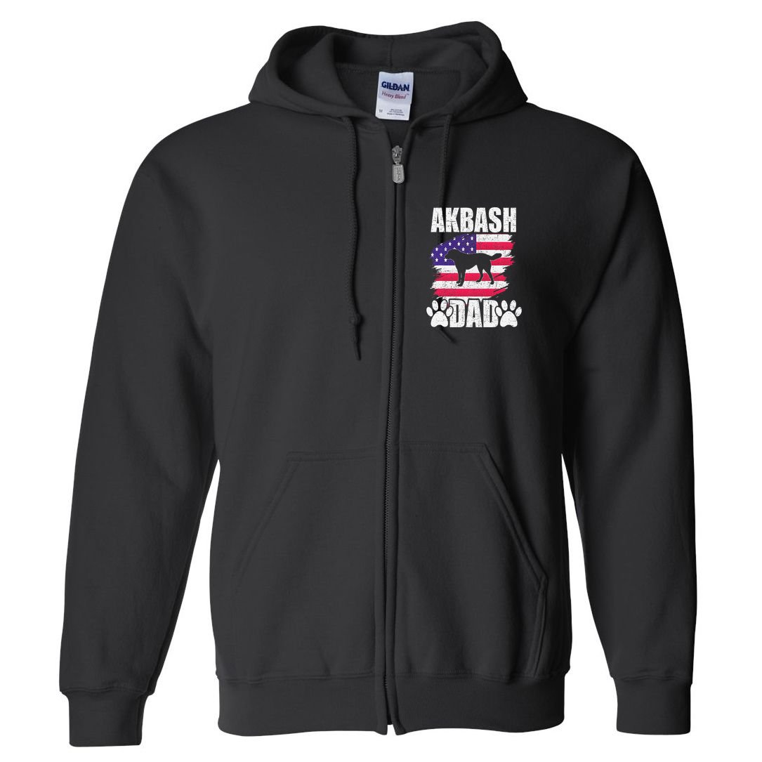 Akbash Dad Dog Lover American Us Flag Full Zip Hoodie