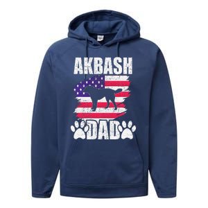 Akbash Dad Dog Lover American Us Flag Performance Fleece Hoodie